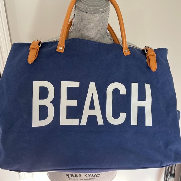Amazon Bags Navy Blue Beach Bag Poshmark